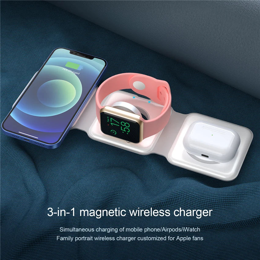 PowerFlex Trio: Foldable Wireless Charger Station