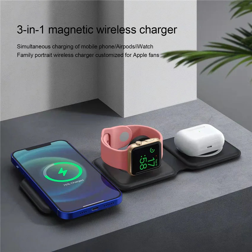 PowerFlex Trio: Foldable Wireless Charger Station