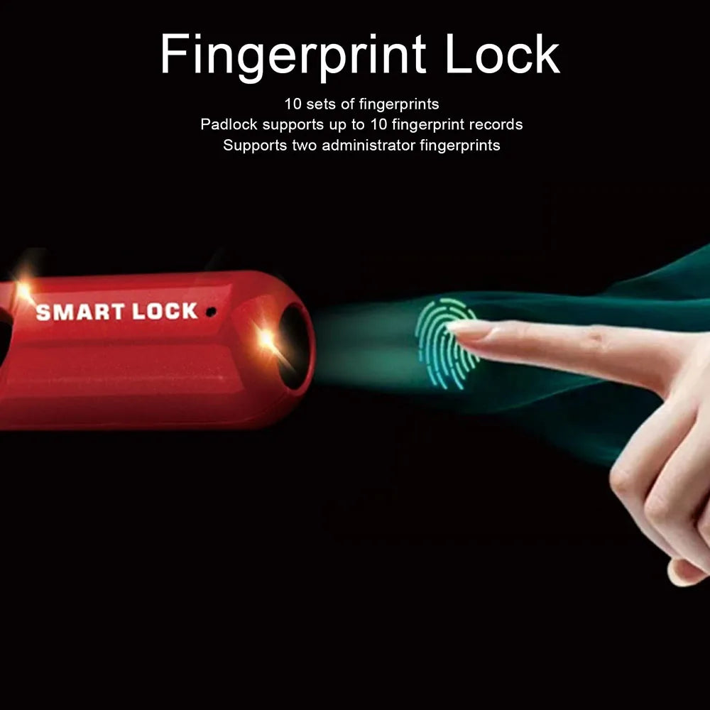 SecureTouch Fingerprint Padlock – 0.2s Quick Unlock, Waterproof, 10 Fingerprints Storage