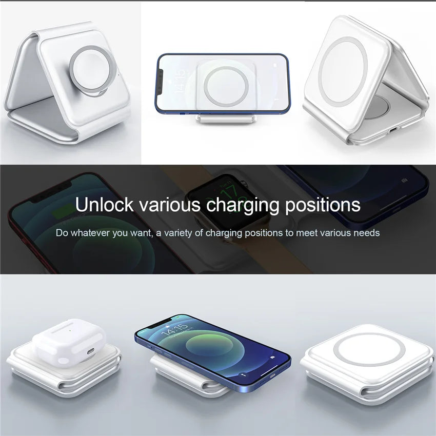 PowerFlex Trio: Foldable Wireless Charger Station