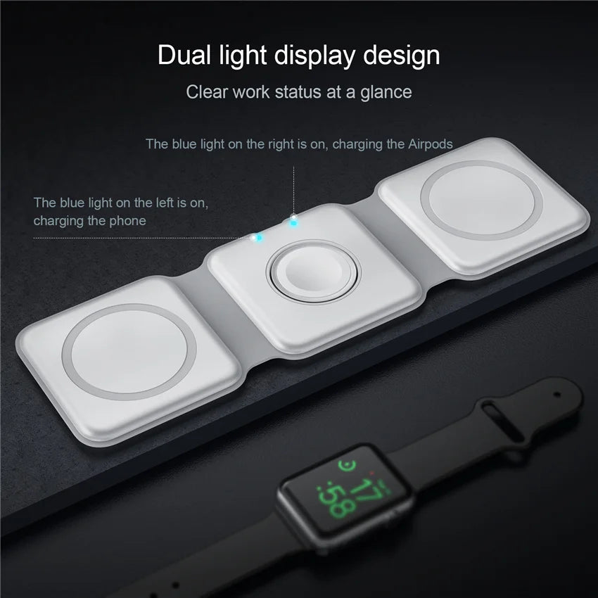 PowerFlex Trio: Foldable Wireless Charger Station