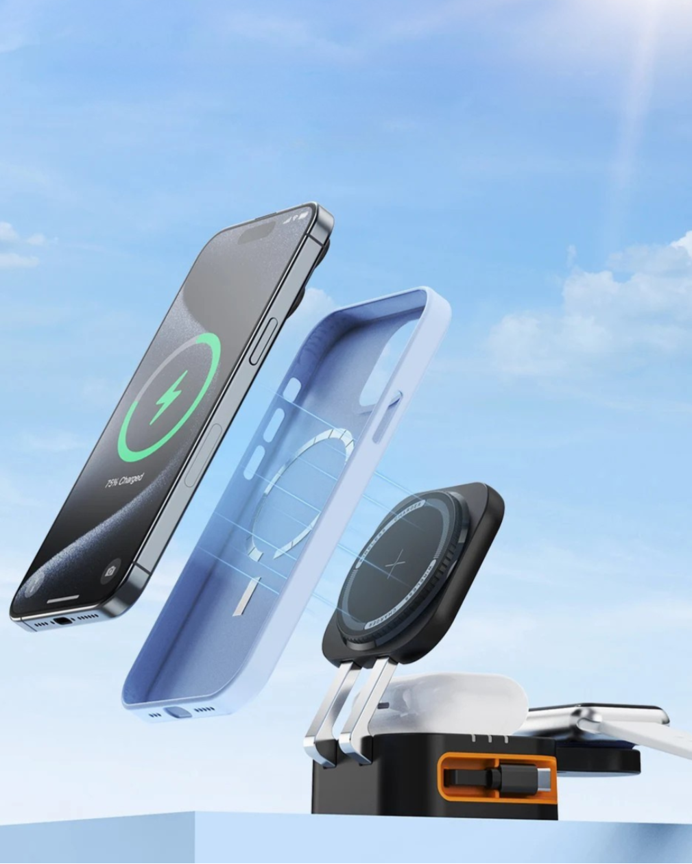 Deepartner 3-in-1 Portable Wireless Charging Cradle